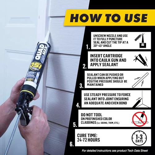 Image of OSI Quad Max Window, Door and Siding Sealant, White, 9.5 fl oz Cartridge, 12 Pack