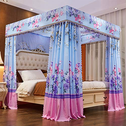 Mosquitera para camas matrimoniales y dosel de cama de princesa con 4 postes esquineros 4