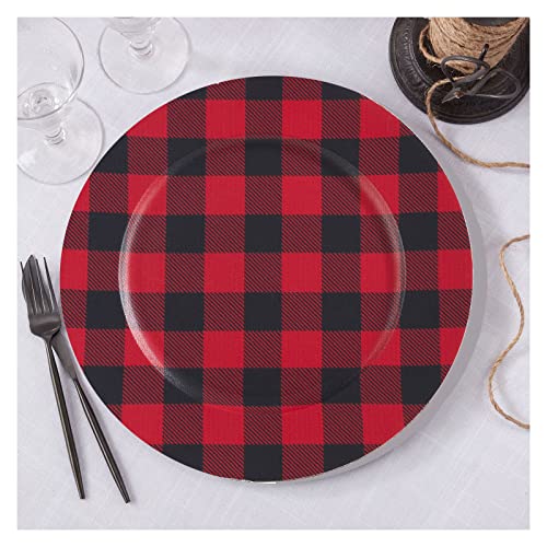 Platos decorativos rojos de plástico, 14 in redondos, pack de 4 miniatura 3
