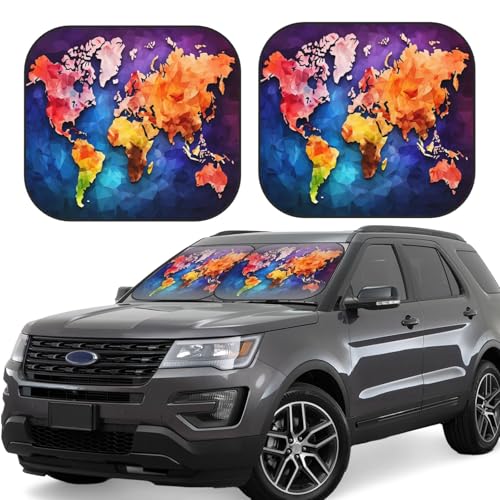 Pare-soleil pour pare-brise de voiture universel taille M - Lot de 2 protections pliables