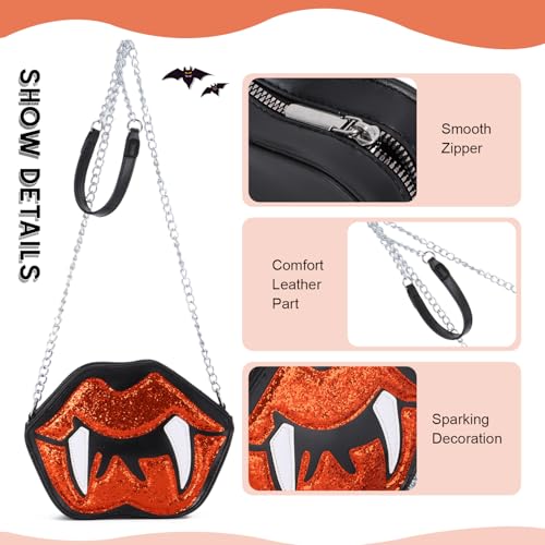 Oweisong Novelty Halloween Purse for Women Fun Shaped Lip Shoulder Bag Devil Handbag Ghost Crossbody Bag3