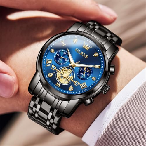 Image of OLEVS Watches for Men Luxury Dress Stainless Steel Waterproof Chronograph