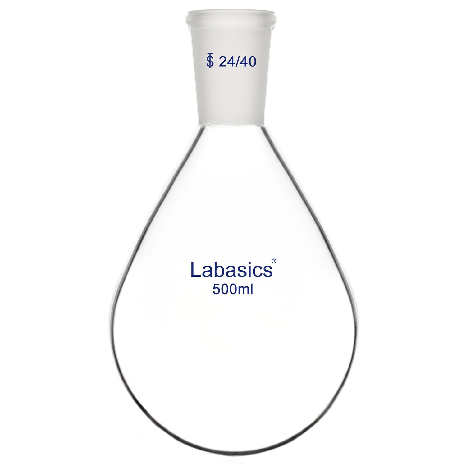 Labasics Pallone di Recupero a collo Singolo in Vetro Borosilicato Pallone per Evaporazione Rotante, con Giunto Esterno 24/40, 500 ml