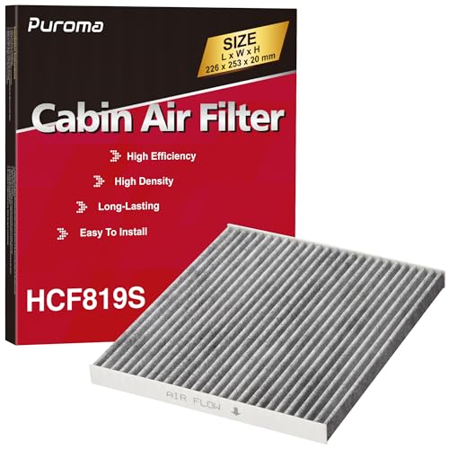 Puroma Cabin Air Filter with Activated Carbon, Replacement for CF11819, Hyundai Azera, Santa Fe, Sonata, Chevrolet Captiva Sport, Equinox, GMC Terrain, Kia Cadenza, Optima, Sedona, Saturn Vue