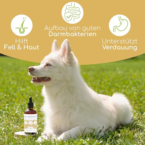 Bio-Bierhefe für Hunde und Katzen | 100 ml flüssige Bierhefe | 100% Bio zur Haut- und Fellpflege, Futterergänzung mit Vitamin B, reich an Mineralien & Spurenelementen, DE-ÖKO-060
