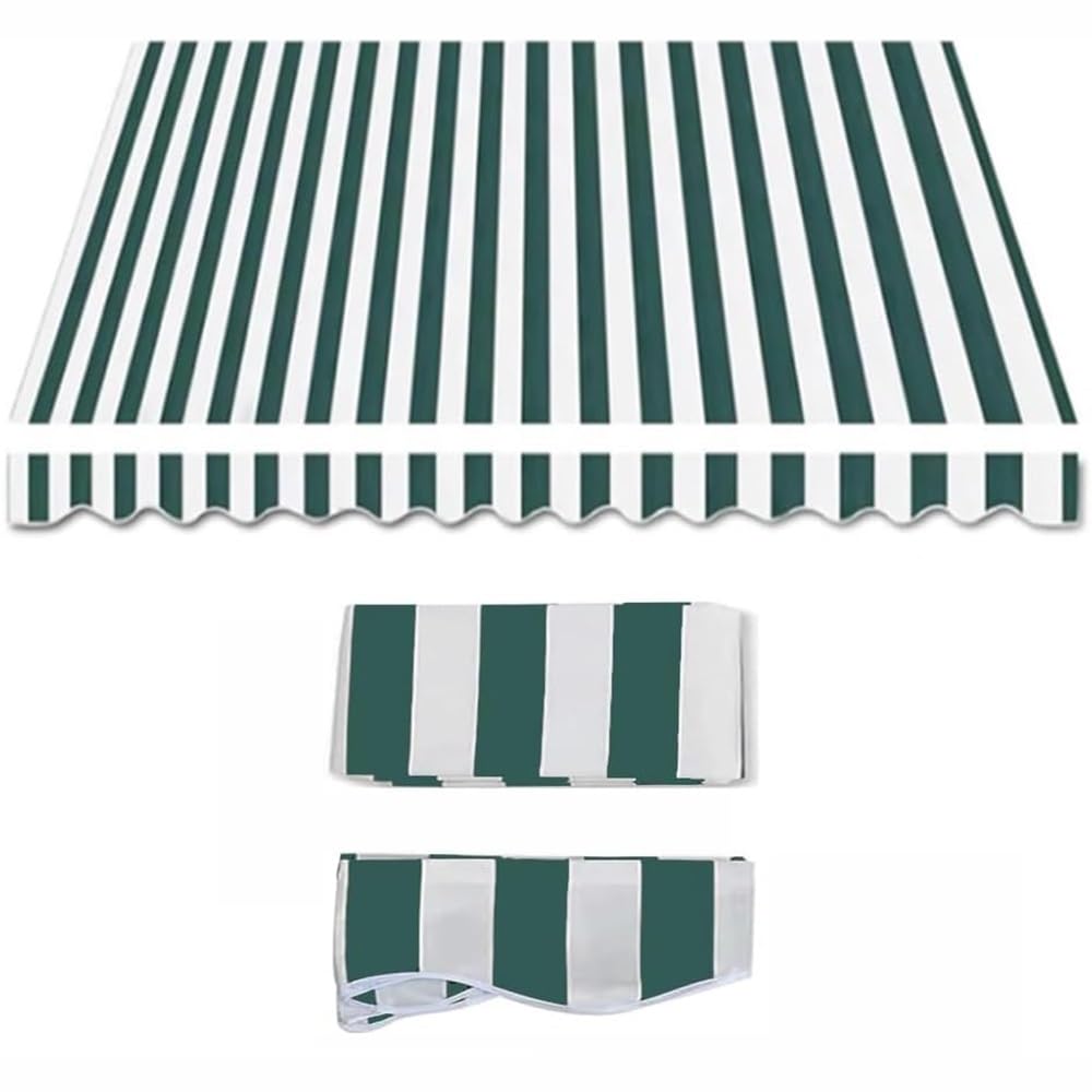 YHDMDQ Retractable Awning Replacement Canvas, Sun Shade Shelter Top Cover, 16x12ft/12x10ft/10x8ft/8x5ft Sunshade Canopy Cloth, Awning Replacement Polyester Fabric(Green,3x2.5m/9.8x8.2ft)