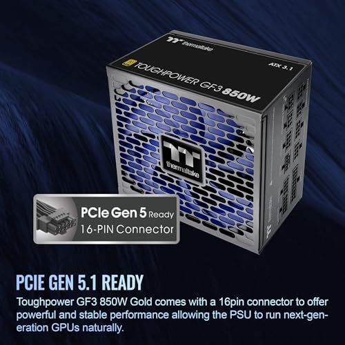 Image of Thermaltake Toughpower GF3 850W; ATX 3.1; Native PCIe 5.1 12V-2x6; Flat Cables; Color Matched Connectors; Japanese Main Capacitors; 135mm Fan; 80 Plus Gold Certified; Black; PS-TPD-0850FNFAGU-4
