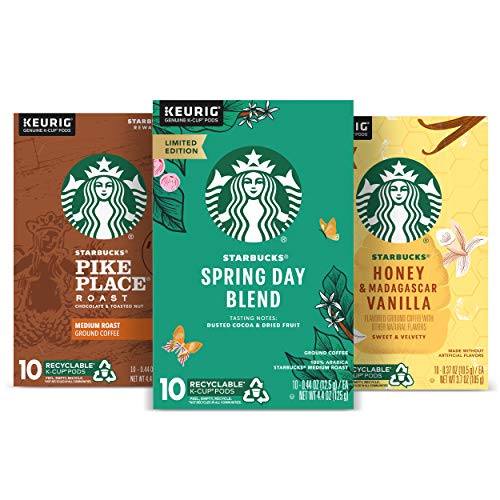 Starbucks Flavored K-Cup Coffee Pods  Spring Variety Pack for Keurig Brewers  3 boxes (30 pods total)