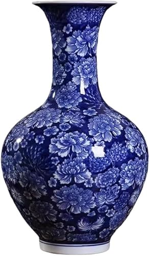 大型花瓶　中国製　輸入品　飾り花瓶　 装飾 花瓶 Amazon｜中国風の磁器の花瓶青と白 陶器 ジンジャージャー 蓋