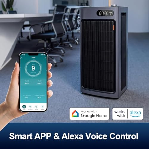 Image of Whole House Air Purifiers for Home Office Large Space 6862 ft, Dual HEPA Carbon Air Filter, Smart Large Air Purifier for 99.97% Dust Pollen Smoke Pet Dander Odors, JF1500 Black