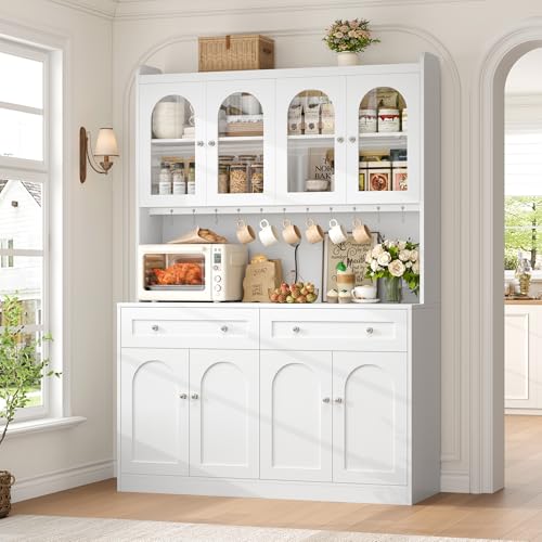 73" Tall Kitchen Pantry Cabinet with Countertop, 52'' Wide Storag...