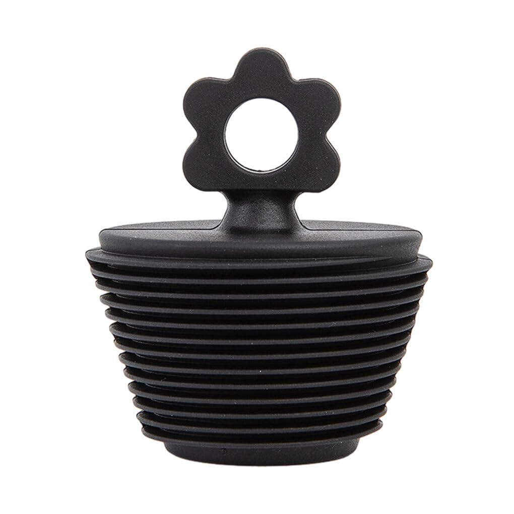 LIXSAZSE Silicone Spiral Drain Stopper - Anti Odor Anti Backflow Insect - Multiple Colors Silica Gel Tub Stopper, black