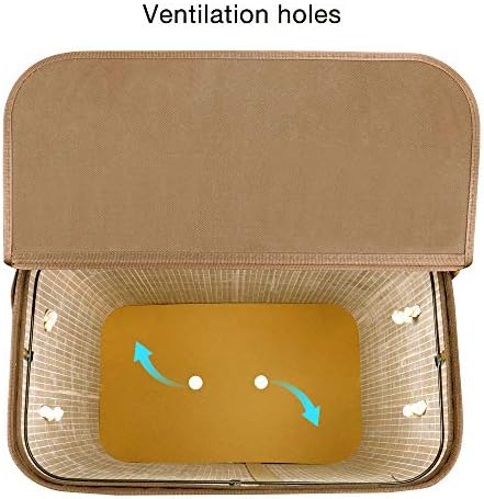 Vesgantti 100L Bamboo Laundry Basket with Flip Lid - Large Folding Clothes Hamper Washing Bin Foldable Collapsible Laundry Sorter Box with 2 Compartments Sections - Lights and Darks(60x51x32cm)