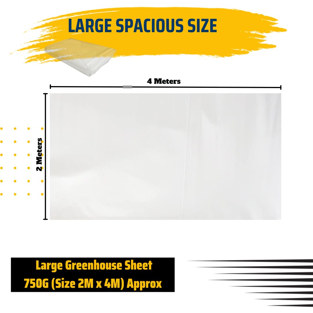 Plastic Sheeting Heavy Duty Thick 2 X 4M Thickened 0.75KG Clear Polythene Sheet Waterproof Garden Polytunnel Membrane Greenhouse Cover Dust Sheet Gardening Grow Insulation Building Rubble Protection - Image 3