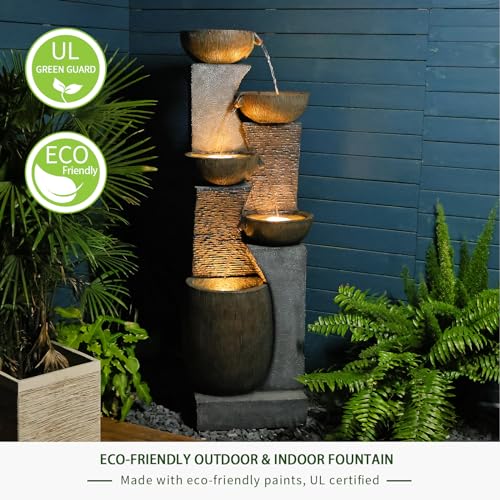 Image of Bumilgar Tall Outdoor Water Fountain 51.4 in Waterfall 5-Bowl