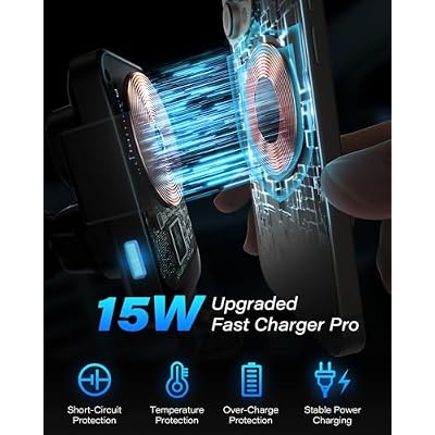 1Zero Auto Clamping Wireless Car Charger Sturdy Cup Phone Holder Mount 15W Fast Charging for iPhone 16 15 Pro Max Plus 14 13 12 11 XS X Samsung S24 Ultra S23 S22 S22 S21 S20 Pixel 8 Pro 7 6 5 4