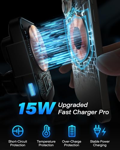 1Zero Auto Clamping Wireless Car Charger Sturdy Cup Phone Holder Mount 15W Fast Charging for iPhone 16 15 Pro Max Plus 14 13 12 11 XS X Samsung S24 Ultra S23 S22 S22 S21 S20 Pixel 8 Pro 7 6 5 4