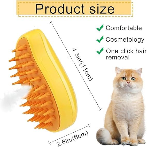 Steam Brush for Dog & Cat | Steam Brush 3 in 1 Water Brush | Silicone Massage Dog Comb Electric Multifunctional Water Brush Spa for Dogs USB Rechargeable Steamy Brush for Pet (brush) 2