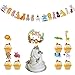 FANDE Sombrero de Copa con Decoración de Pastel, Sombrero de Copa de Animal con Tema de Selva de 3 PCS, Bandera de Tracción Animal, Decoración de Fiesta de Cumpleaños para Baby Shower