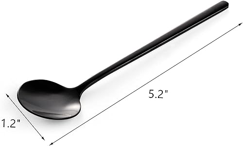 Miniatura 2 de Dicunoy Paquete de 12 cucharas de café, cucharas de espresso negro, mini cucharaditas de café de acero inoxidable 18/10, cuchara redonda pequeña de