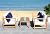 SAFAVIEH Outdoor Collection Montez Natural/ Beige Cushions/ Navy Pillows 4-Piece Conversation Patio Set