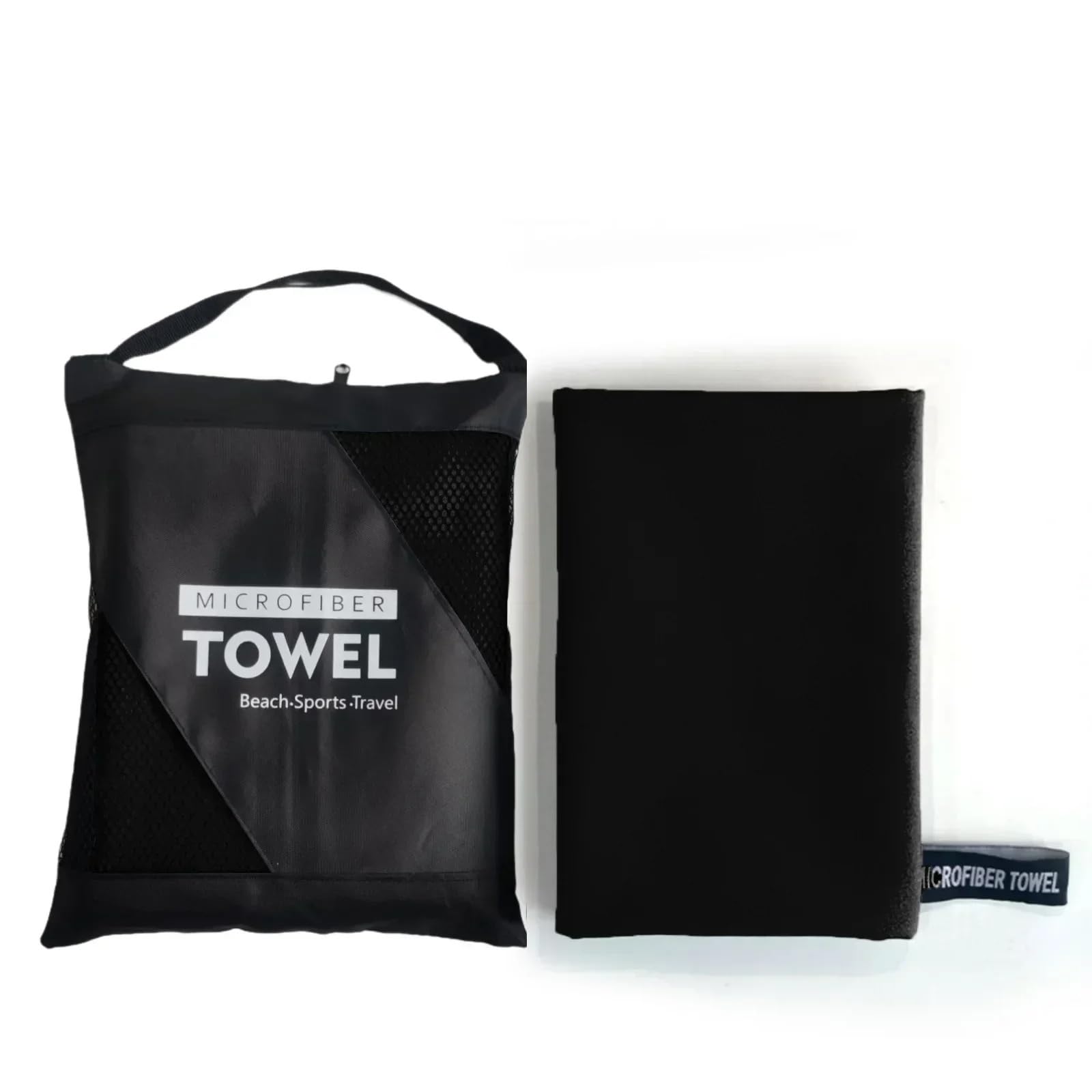GMEqfhpOPS Quick-Dry Microfiber Towel - Ultra Absorbent, Compact & Sandproof for Gym, Beach, Travel & Swimming, Lightweight Sports Towel Towels Bath(Black,38x38cm)