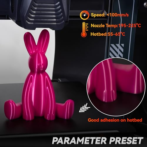 Image of PLA Filament 1.75mm, TINMORRY 3D Printer Filament, 1kg (2.2lbs), Compatible with Bambu FDM 3D Printer, Silk Rose Red