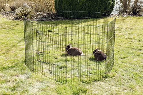 Kerbl Kleintiergehege (ø 143 cm, 8 Zaunelemente je 57 x 78 cm, Metall pulverbeschichtet, Gitterabstand 3 cm, Welpenauslauf, beliebig erweiterbar) 81715