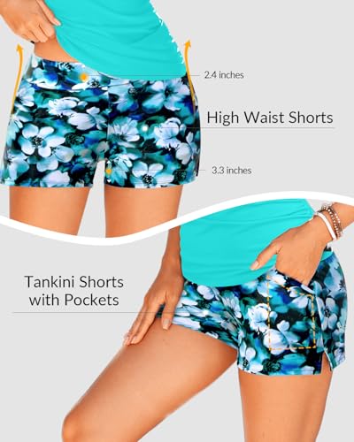 Image of Talisea Tankini Two Piece with Shorts - Womens Tummy Control Swimsuit with Pockets Bathing Suit with V-Wire Boy Shorts