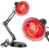 Hoakya Infrared Heat Lamp with Timer, Red Light Therapy for Body Muscle Joint Pain Relief, 150W Near Infrared Lamp with Sturdy Adjustable Base