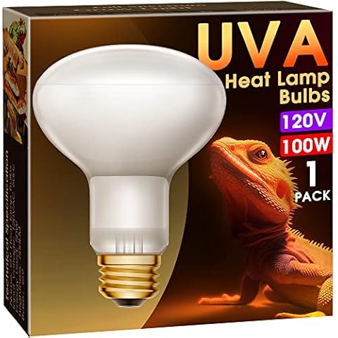 WEEGrow Heat Lamp Bulbs, UVA Reptile Light, 100W Reptile Heat Lamp Bulbs, E26 Base Basking Spot Bulb for Reptile, Full Spectrum Heat Light Bulb for Turtle Lizard Tank, Bearded Dragon, 1 Pack Cover