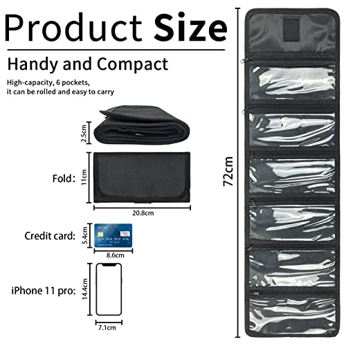 VOCHIC Money Wallet, Organizer for Cash with 6 Zippered Pocket Multipack Pouch, Bill Organizer, Envelope Wallet Bag Small Travel Holder Budgeting, Receipt, Coupons and Tips