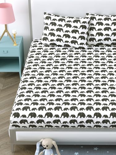 Image of LIVING ROOTS Pure Cotton 1 King Size Bedsheet with 2 Pillow Cover 90 * 104 inches (7.5 * 8.5 Feet) | Rich Fast Colour with No Colour Bleeding | Soft Skin Friendly (108-A)