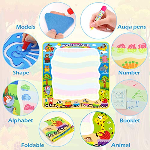 Joyfia Doodle Doodle Mat 100 x 100 cm, met waterpennen, model, fotoboek, aqua-tekenmat voor kinderen, verjaardagscadeau… - Image 4