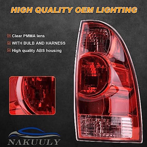 Image of Tail Lights Compatible With 2005-2015 Toyota Tacoma (Halogen Red) | Driver and Passenger Side,w / Bulb and Harness,Taillights Rear Brake Lamp Signal Assembly