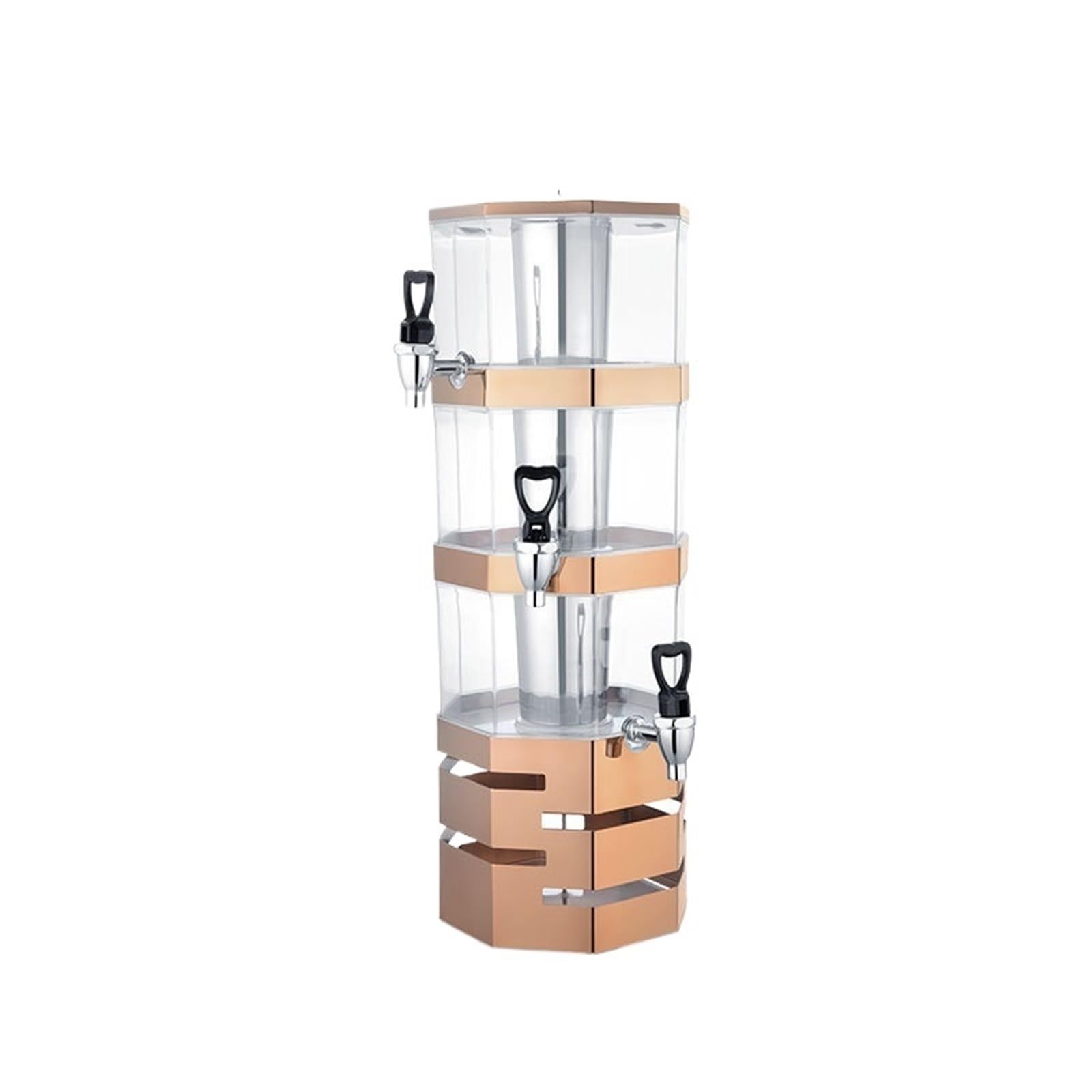 ASerZenith Juice Dispenser 4L Drink Dispenser For Parties Plastic Beverage Container With Stand For Juice Lemonade Clear With Spigot Ice Chamber(Brass-3F)