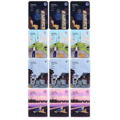 [SKIN79] Seoul Girl's Beauty Secret Mask Pack of 12 - Moisturizing, Soothing, Revitalizing Daily Korean Facial Mask Sheet