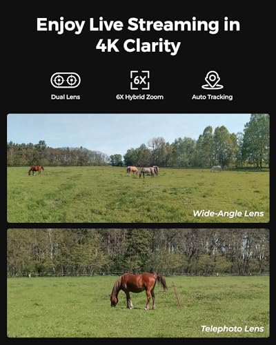 REOLINK 4K Dual Lens 4G LTE Cellular Security Camera, SIM Card Included, Wireless Auto Tracking Trail Camera, 6X Hybrid Zoom, No-Glow IR, Waterproof for Wildlife, TrackMix LTE Trail + Solar Panel 2