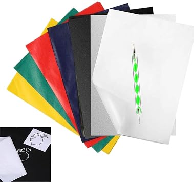 100 Sheets Color Carbon Transfer Paper and Tracing Paper with 1 Pieces Embossed Stylus Tools, Carbon Transfer Paper for Wood Drawing