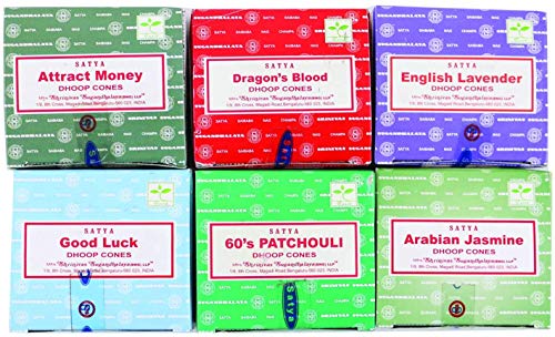 Nag Champa Satya Sai Baba Temple Incense Cones Carton, 12 Box (Assorted)