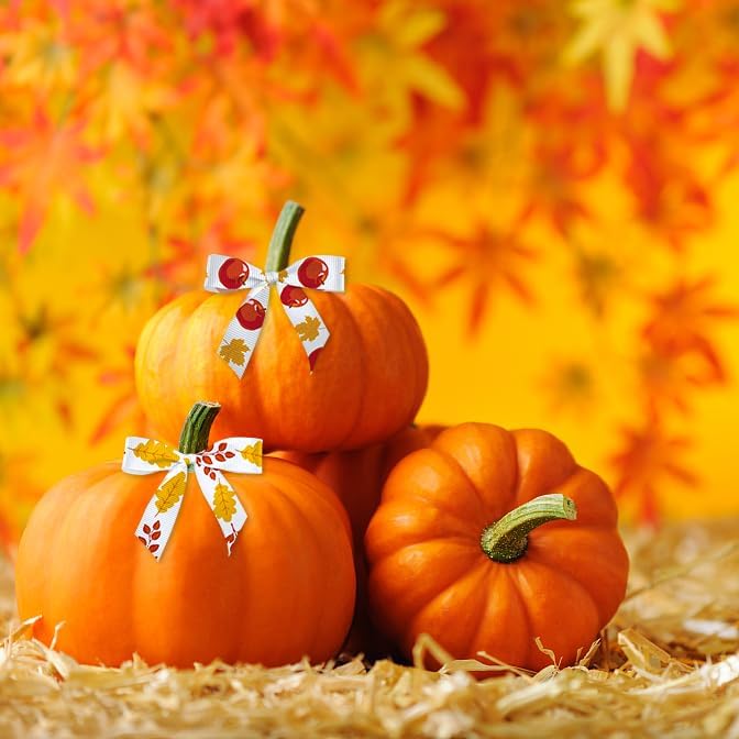 Miniatura 4 de 12 cintas decorativas de grogrén de hojas de arce de girasol, 1 yarda, decoración rústica de otoño para fiesta de Acción de Gracias y embalaje de