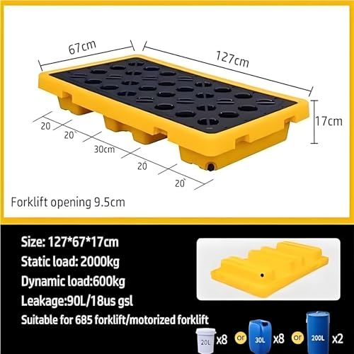 Générique Plateforme de rétention modulaire empilable pour palettes, Garage, entrepôt, Usine, avec Grille et évacuation - Idéale pour Garage, Cuisine, sous-Sol et Stockage Industriel. Dimensions : 50