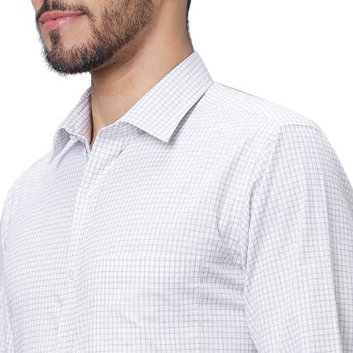 Image of Raymond Men Slim Fit Structure Pattern Pure Cotton Semi Cutaway Collar Full Sleeve Formal Shirt