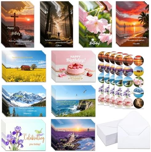 150 Pcs Religious Birthday Cards Bulk with Envelopes and Stickers...