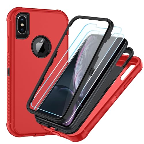 Coque robuste iPhone Xs rouge antichoc pour éviter les écrans brisés