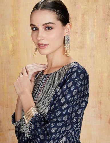 Image of Amazon Brand - Myx Women's Embroidered Kurta and Pant Set in Rayon (Available in Plus Sizes)