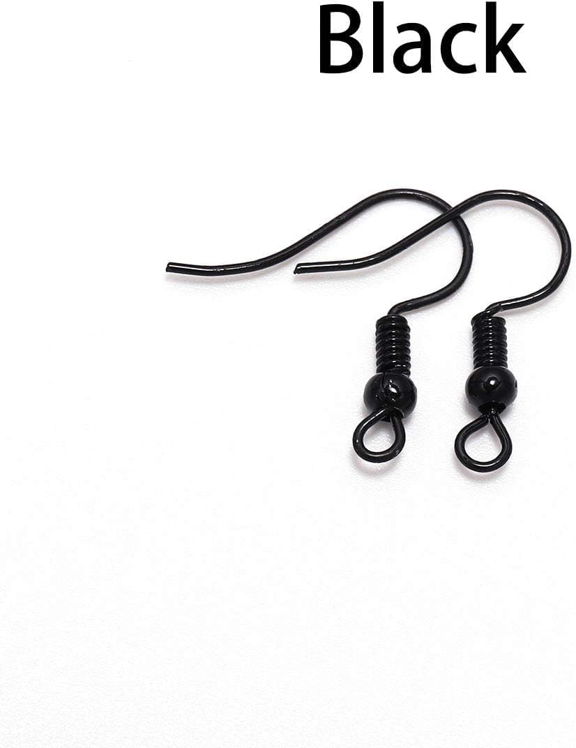 100Pcs Black 20×17mm Black Earring Hooks Hypo-allergenic Ear Wires Fish Hooks with Ball and Coil Earring Wires Jewelry Findings for DIY Jewelry Making Parts Supplies,Jewelry Findings - Image 2