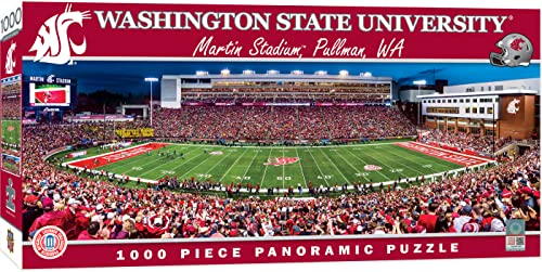 Image of MasterPieces - 1000 Piece Jigsaw Puzzle, NCAA Washington State Cougars, Panoramic Football Stadium View, Fun for Adults and Family, 13 inchx39 inch