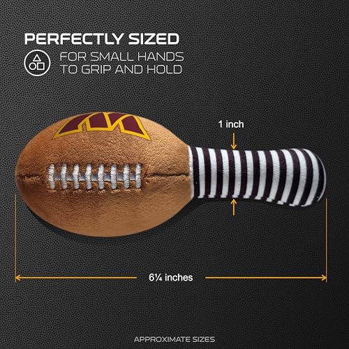 Image of Washington Commanders Plush Football Rattle by Smilo - Officially Licensed NFL Baby Rattle Toy - Soft Baby Rattle with Bell - for Babies and Toddlers from 3 Months