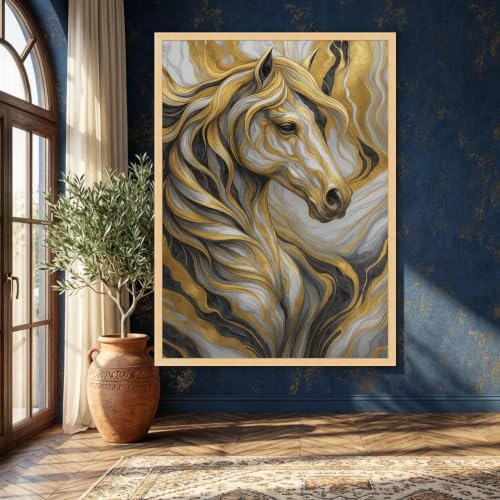 Tableau abstrait de cheval décoration murale salon moderne 50x70 - 3